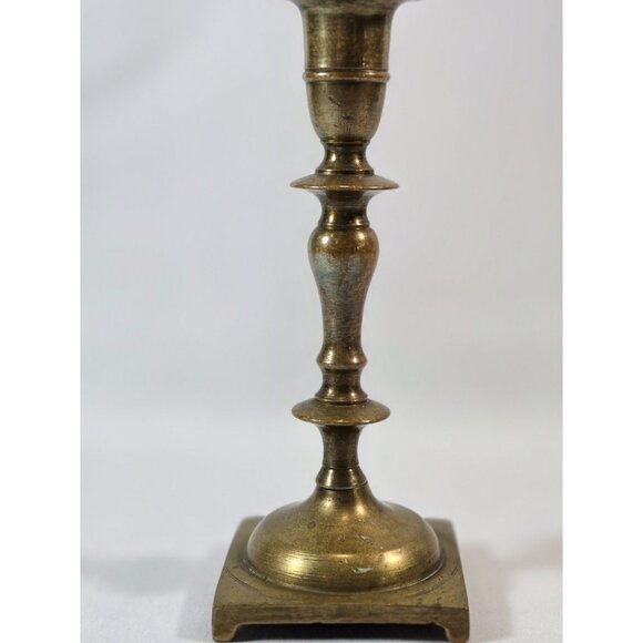 Vtg Solid Brass Candlestick Holder 7" Colonial Style MCM Pillar Taper Candles - Picture 2 of 11